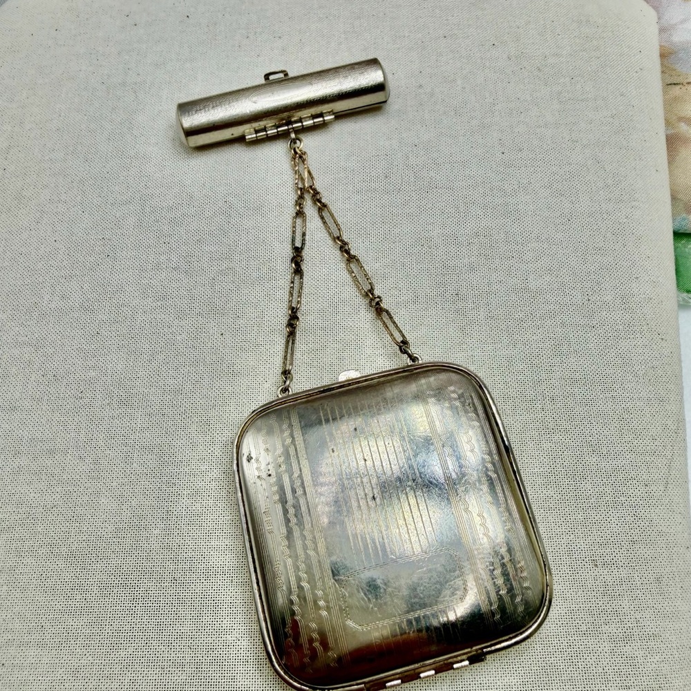 Antique Edwardian Ladies Compact Case with Lipstick #1AN